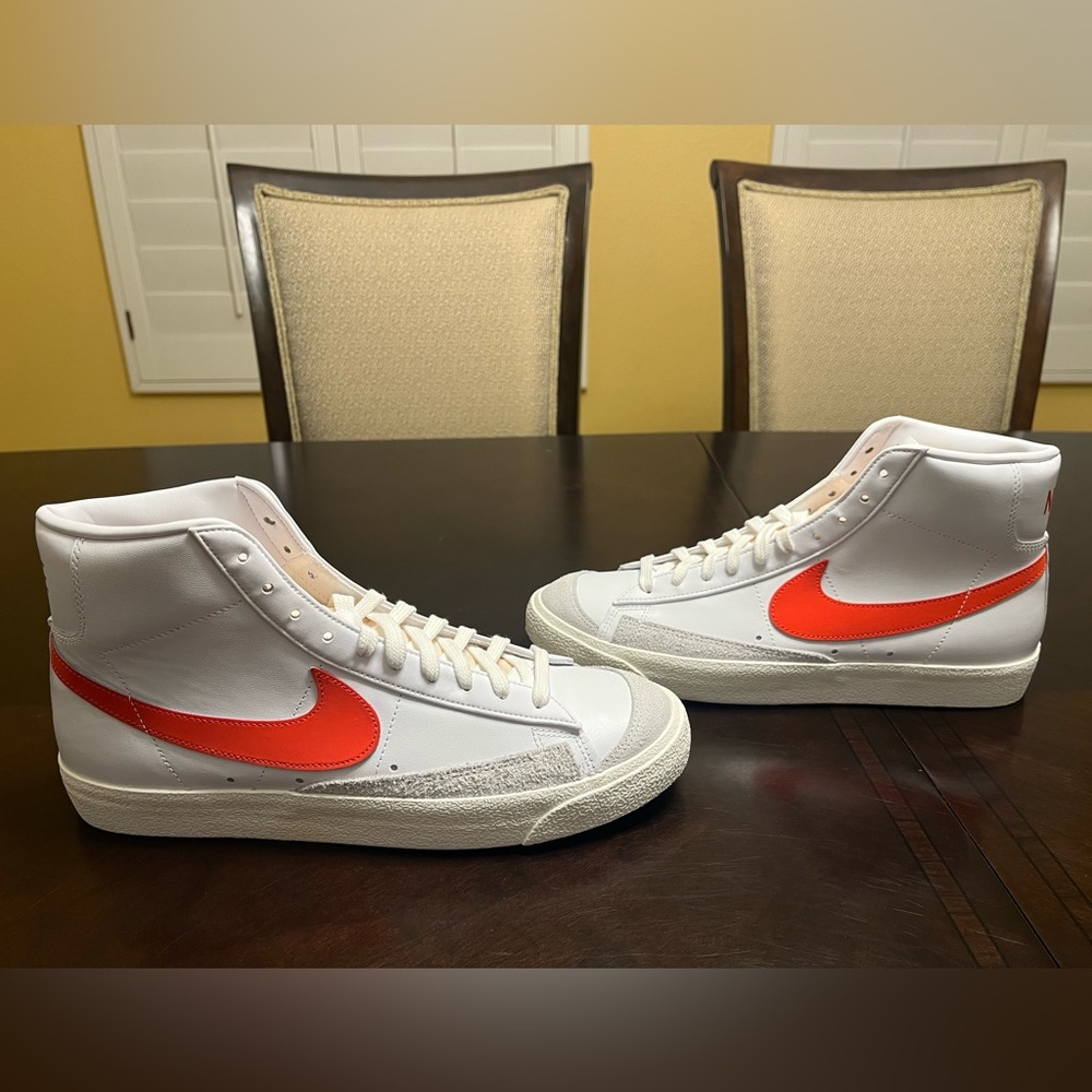 New Nike Blazer Mid 77 White Habanero Red Sneaker Shoes - Picture 11 of 14
